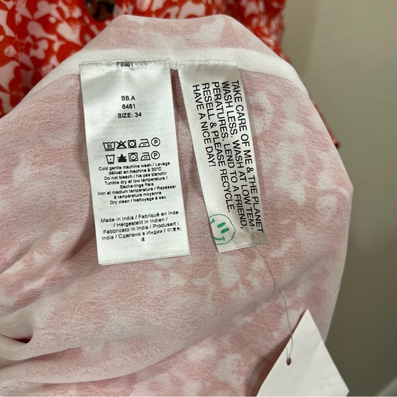 GANNI F6901 Mini Floral Button Wrap Crepe Midi Dress Size EU 34 - Picture 8 of 9